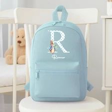 Personalised Blue Rabbit Spotty Initial Backpack