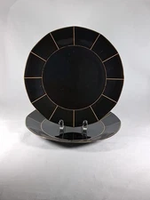 VTG MIKASA MIDNIGHT GOLD L9903 MADE IN JAPAN 2 DINNER PLATES 10 1/2" DIAMETER