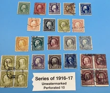 US Sc 462-479, Unwmk Series of 1916-1917, All except #467, 476A & 480, MH & Used