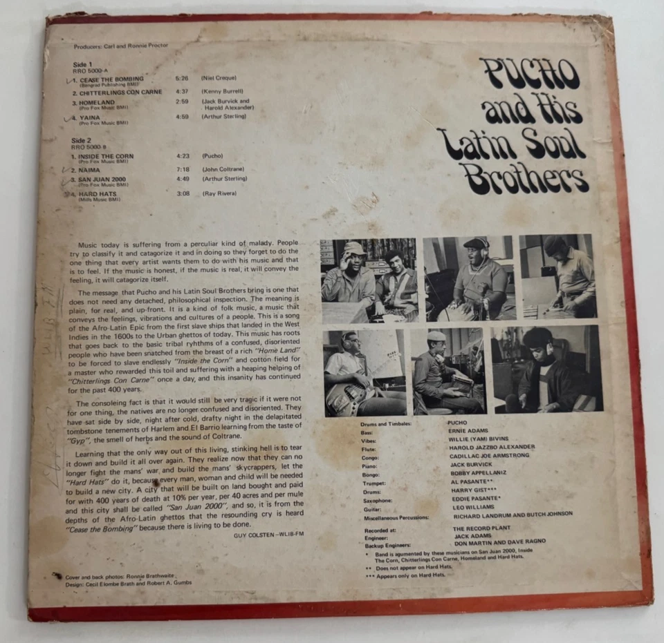 Pucho & His Latin Soul Brothers "Yaina" LP - Right-On RRO-5,000 Mono Jazz Funk Foto 2 de 4