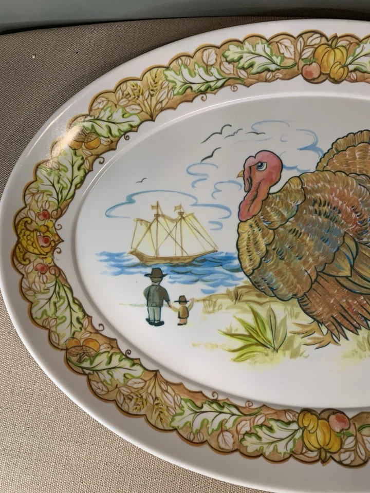 Plato de pavo melamina Brookpark #1521 vintage plato de acción de gracias otoño Foto 2 de 4