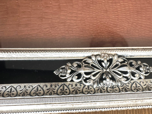 Antique Silver Metal Photo Frame black glass/clear glass - Picture 11 of 17