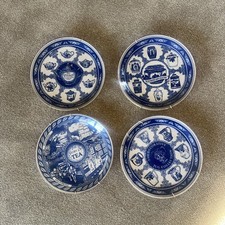 VINTAGE 4  RINGTONS COLLECTORS PLATES BLUE AND WHITE THE STORY OF TEA COLLECTION