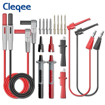 Cleqee P1308B 18pcs Multimeter Test Leads Kit with Replaceable Needles Alligator