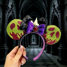 Snow White Evil Queen Poison Apple Headband Disney Parks Bow Minnie Ears