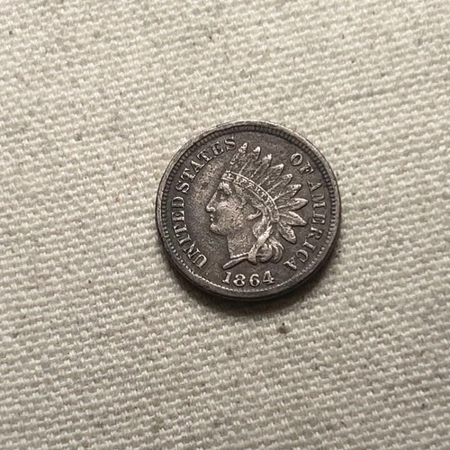 1864 Copper Nickel CN Indian Head Cent Penny- Fine/VF Details, Partial LIBERTY