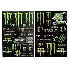 2 Whole Sheets Monster Energy Motorbike Cars Helmet Decals Bike Stickers Diy
