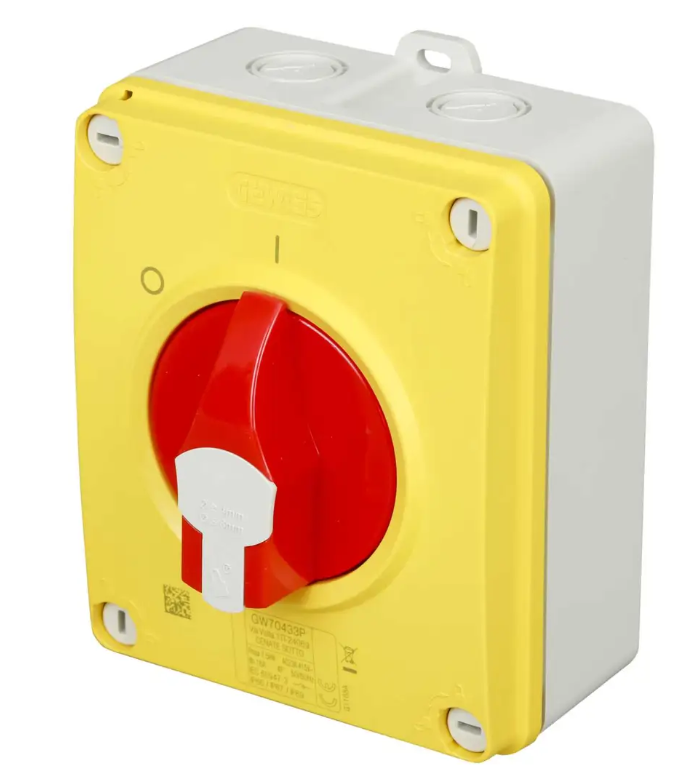 (W6.1) GW70436P - Gewiss 32A 4 Pole Emergency Rotary Isolator Switch IP66 / 67 /