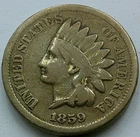 US 1859 Copper-Nickel Indian Head Cent  **