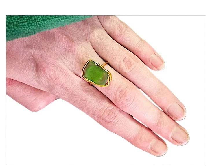Sea Glass Ring Adjustable & Hypoallergenic HandMade In Scotland  - Image 2 of 2