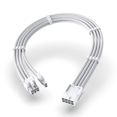 PCIE 8Pin Female 8Pin 6+2 Male Power Supply Extension 11.8 Inch/30cm White