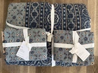 Pottery Barn Auden Pick-stitch handcrafted reversible QUEEN quilt KING sham blue