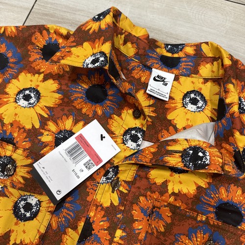 Nike Shirt Skateboarding Short Sleeve Woven Button Down Floral FD7849-072 Mens L - Picture 2 of 3