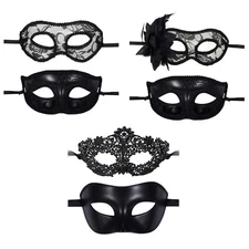 2Pcs Couples Masquerade Lace Eye Mask Venetian Halloween Mask Party Prom Costume