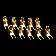 New 10 Pcs Spade Gold Plated Banana Plug Audio Speaker Cable Connector Adapter 