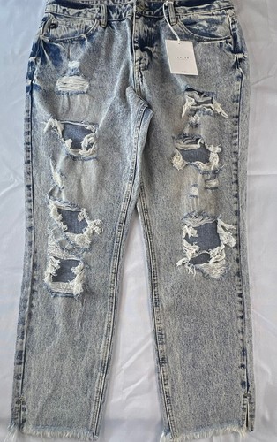 Kancan Juniors Size 13 Stone Washed Distressed 5 Pocket Frayed Hems Denim Jeans - Picture 3 of 12