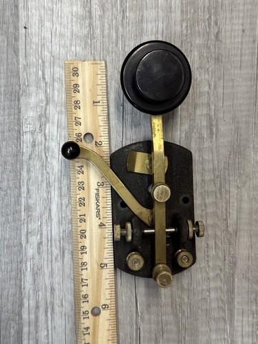 Vintage Brass Morse Code Telegraph Key HAM RADIO Off Switch Castro Base E9 - Picture 4 of 9