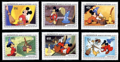 Mongolia: 1983 Disney - The Sorcerer's Apprentice (1290-1295) MNH - Afbeelding 1 van 1