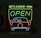 24"x20" Neon Sign 50'S Drive Inn Open Bar Store Light Lamp Workshop Collection