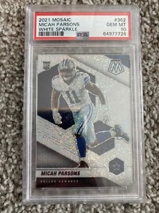 2021 Panini Mosaic White Sparkle Micah Parsons #362 RC SSP PSA 10 Pop 2
