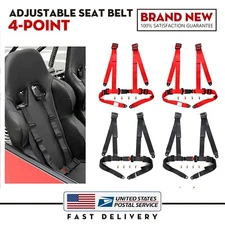 Universal Black/Red 4 Point Buckle Racing Seat Belt Harness 2" Shoulder Straps