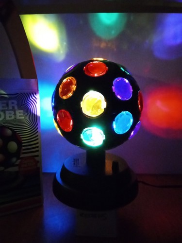 Vintage rotierende mehrfarbige Disco Stroboskop Kugel UFO hell Tanaka Stil SELTEN NEU IM KARTON NO - Bild 7 von 16