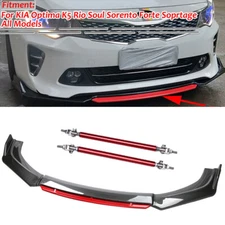 Front Bumper Lip Splitter Spoiler Body Kit Carbon Fiber Rods For KIA