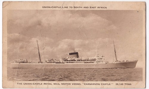 Union Castle Royal Mail Motor Vessel "Carnarvon Castle" PPC, Unposted Sepia