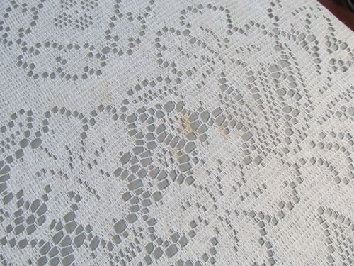 Tovaglia vintage pizzo bianco fiori foglie design med. 73" rotondo grazioso M - Foto 5 di 8