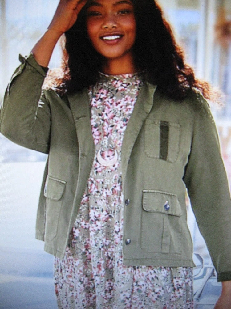 Maurices New With Tags Olive Green Cropped Utility Jacket Size
