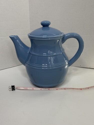 Vintage Cracker Barrel Tea Pot With Lid 1998 Blue Ceramic Country Kitchen - Picture 7 of 8