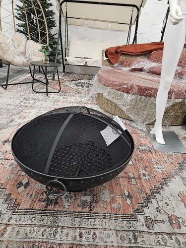 30 Inch Round Steel Wood-Burning Fire Bowl in Bronze by Ultimate Patio Black - Picture 9 of 11