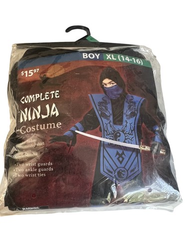 Blau & Schwarz Ninja Kostüm - Jungen XL (14-16) - Komplettes Halloween Outfit