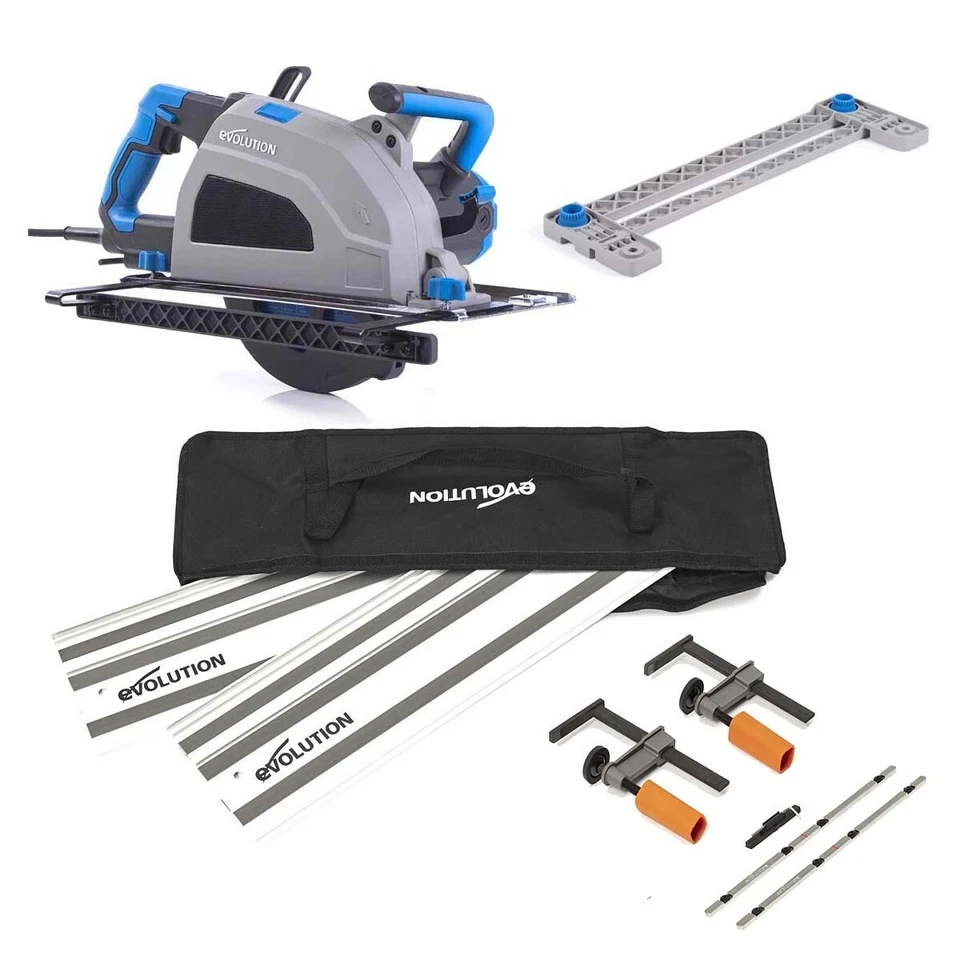 EVOLUTION POWER TOOLS UK Evolution S210CCS 210mm Metal Cutting Circular Saw & 1.4m 2-Piece Track Bundle