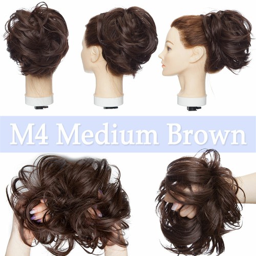 X-LARGE Thick Messy Bun Hair Piece Scrunchie Updo Hair Extension as Human BUN US - Picture 34 of 45