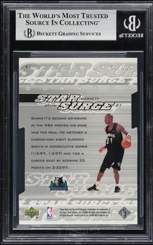 1999-00 UPPER DECK STAR SURGE LEVEL 1 KEVIN GARNETT /100 #S2 BGS 9 MINT - Picture 2 of 2