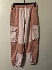 NWT Romwe Womens Jogger Pants Polyester Size S Pink