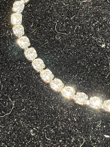 Clear Rhinestone Silver Tone 7 1/2”-9 1/2” Tennis Bracelet Sparkly Adjustable - Picture 2 of 4