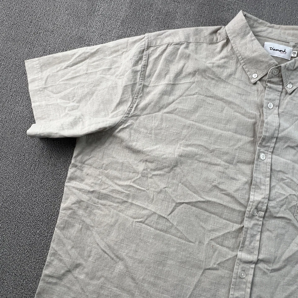 Camisa Diamond Supply Co Adulto 2XL XXL Beige Abotonada Manga Corta Informal Para Hombre Foto 2 de 4