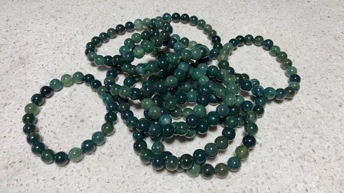 wholesale 13pcs Natural dark green moss agate bracelets -8mm beads - Picture 3 of 3