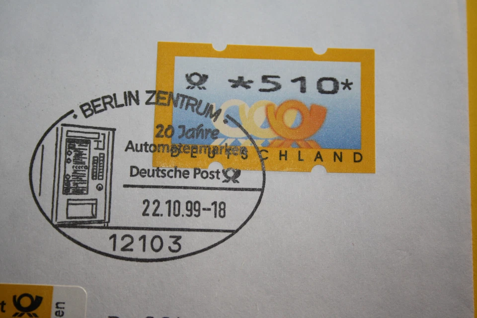 Sonder R-Zettel 20 Jahre Automatenmarke am 22.10.1999 Stempel Berlin Zent (5039) - Bild 2 von 4