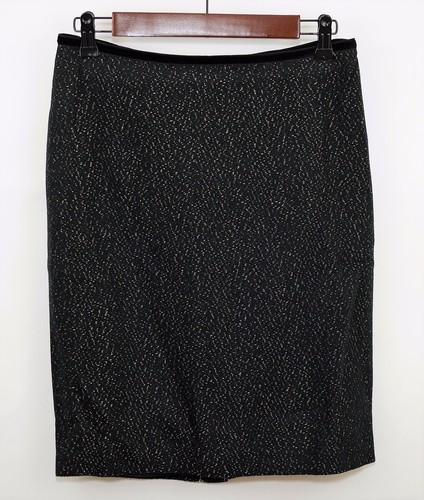 New TALBOTS Women's 4p - BLACK & METALLIC GOLD KNIT STRAIGHT SKIRT Knee Length