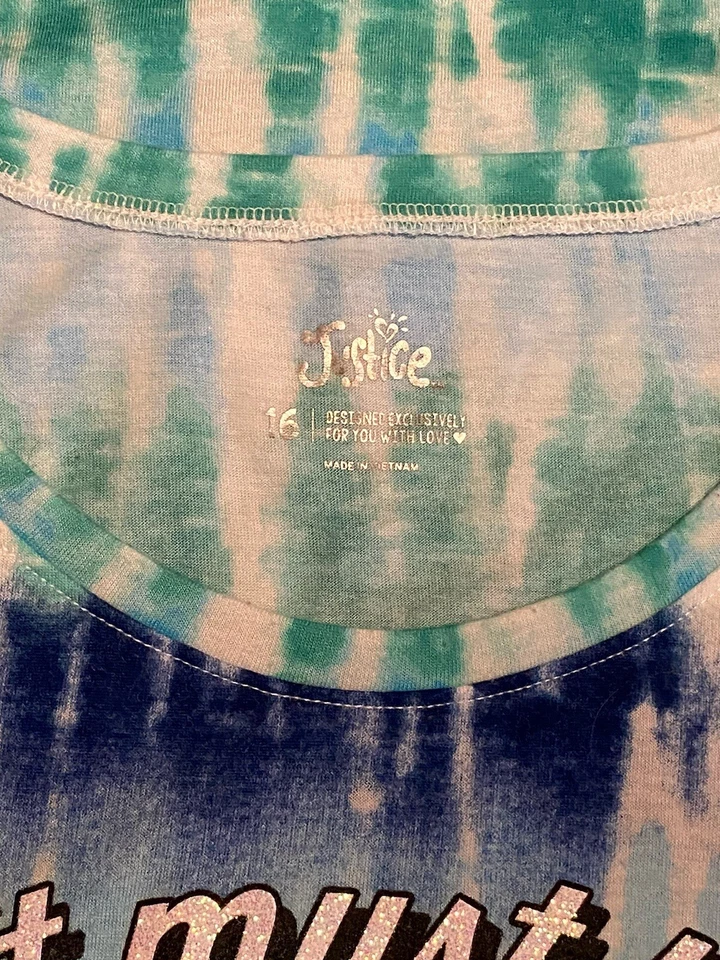 Girls Justice Tie Dye T Shirt Black Size 16 Glitter Taco Tuesday See Photos - Image 4 of 4