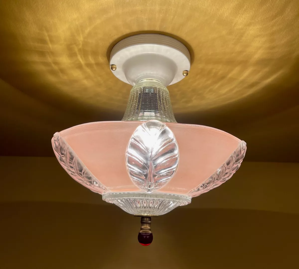 Vintage Lighting 1930s pink bedroom foyer fixture. New wiring eBay