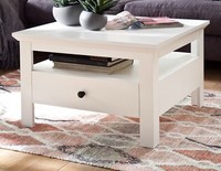 Couchtisch Wohnzimmer Sofa Tisch Landhaus Baxter Weiß 70X70 Cm Schublade Ablage