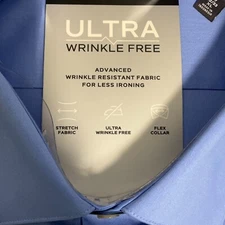 Van Heusen Dress Shirts Mens Size XL Blue Long Sleeve Expandable Collar Slim Fit