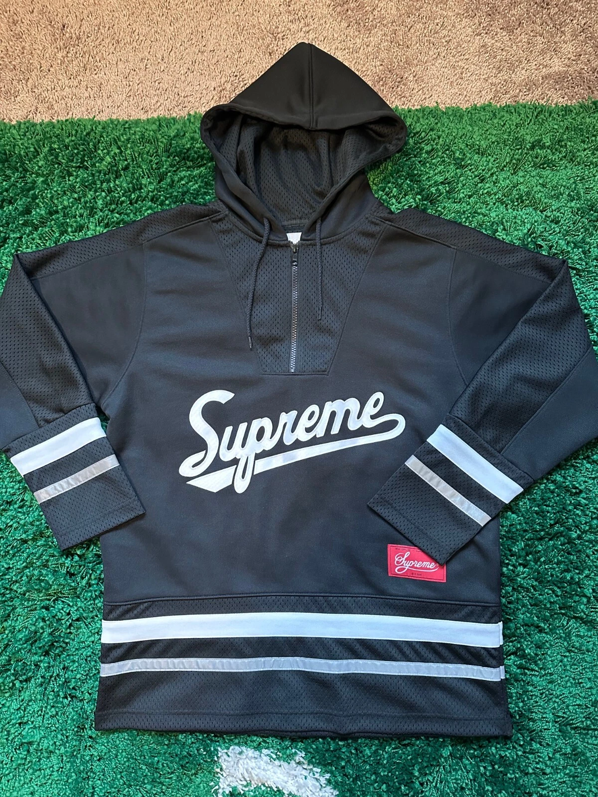 NEUF maillot de hockey logo Supreme FW16 script logo   Noir   Taille : Petit   Boîte ss