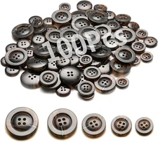 Sewing Buttons - Craft Buttons, 5 Sizes of 100 Pcs Versatile Buttons for Brown