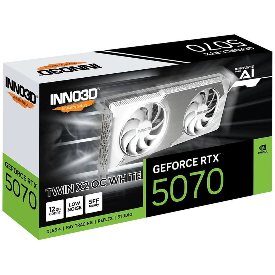 Inno3D GeForce RTX 5070 TWIN X2 OC White video card GDDR7 PCI-E 5.0 x16 12GB - Image 2 of 3