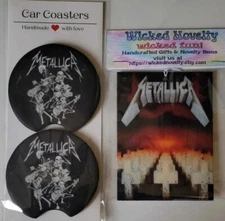 Metallica Car Coasters & Charm Custom Made